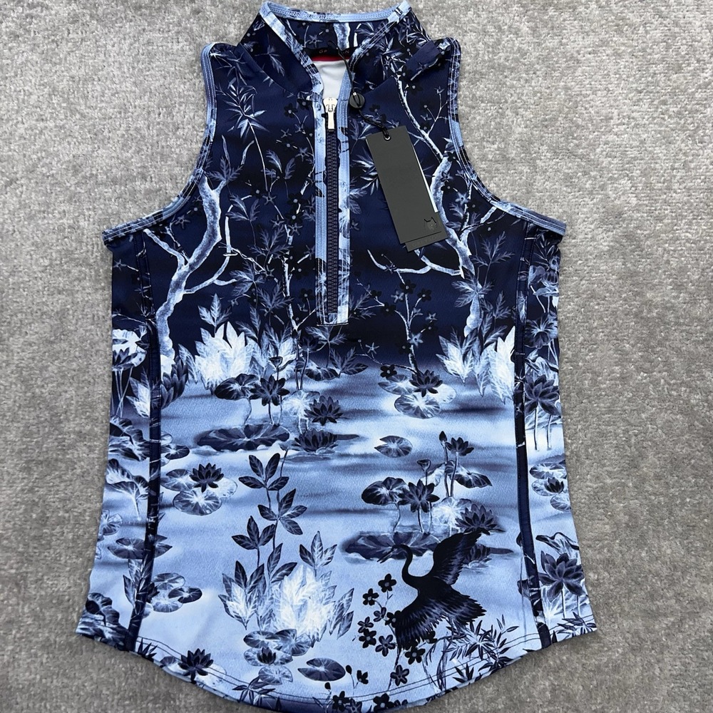 Greyson Magic Garden Vesta Mock Neck Top Womens Small 1/4 Zip Golf Polo Tank NWT